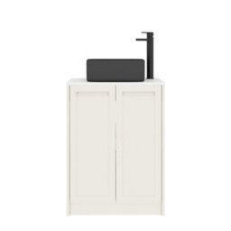 Royal Bathrooms Royal Bathroom Elmore 600mm Classic White Freestanding Bathroom Vanity Unit 2 Door Plain White Worktop With Art Square Basin - thumbnail 7