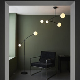 Luminosa Lighting Luminosa Rovigo 2 Light Floor Lamp Textured Matt Black & Gloss Opal Glass - thumbnail 3