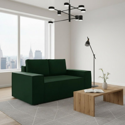Malaga Small Sofa Bed Compact Fold Out 2 Seater Sofa With Hidden Storage Stylish Upholstery Comfortable Seating Green - image 1