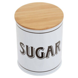 Orsina Functional Design White Metal Sugar Canister, Chic Design Metal Canister, Durable Stainless Steel Canister - thumbnail 3