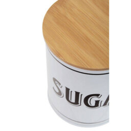 Orsina Functional Design White Metal Sugar Canister, Chic Design Metal Canister, Durable Stainless Steel Canister - thumbnail 4