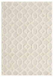 Isabella Living Room Area Rugs - Embossed Imperial Trellis Design Cream 200Cm X 290Cm - thumbnail 2