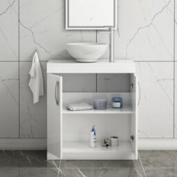 Royal Bathrooms Turin 800mm Floor Standing Vanity Unit 2 Door Gloss White & Countertop Basin - Breeze - thumbnail 3