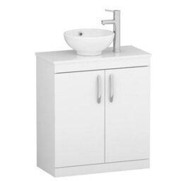 Royal Bathrooms Turin 800mm Floor Standing Vanity Unit 2 Door Gloss White & Countertop Basin - Breeze - thumbnail 4