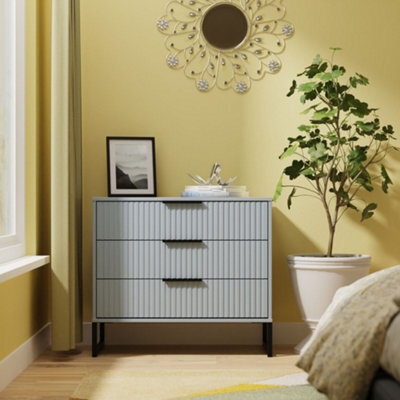 Ancona Matt Denim Blue 3 Drawer Chest (H)678mm (W)765mm (D)395mm - image 1