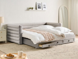 Beliani Daybed With Storage Velvet Meudon 90 X 200 Cm (Eu Single) Grey - thumbnail 2