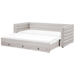 Beliani Daybed With Storage Velvet Meudon 90 X 200 Cm (Eu Single) Grey