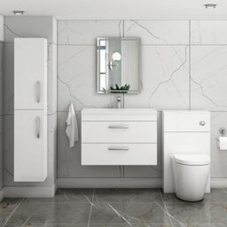 Royal Bathrooms Turin Gloss White 800mm Wall Hung Vanity Unit 2 Drawer With Mid-Edge Basin Sink - thumbnail 4