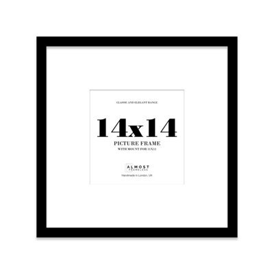 "14X14"" Black Picture Frame - 14X14"" Square Frame With 11X11"" Mount For 14X14""/11X11"" Pictures Art Deco Style Room Decor, 1 Pack" - image 1