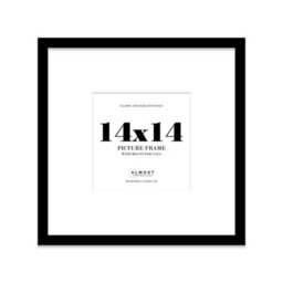 "14X14"" Black Picture Frame - 14X14"" Square Frame With 11X11"" Mount For 14X14""/11X11"" Pictures Art Deco Style Room Decor, 1 Pack" - thumbnail 1