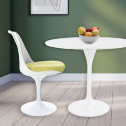 Fusion Living Tulip Set - Marble Medium Circular Table And Four Chairs With Luxurious Cushion Green - thumbnail 2