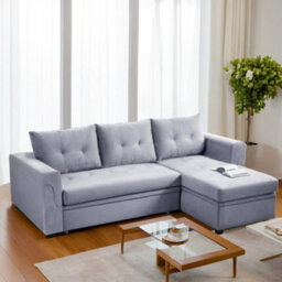 Living And Home Grey 3-Seater Upholstered Corner Sofa Bed With Storage - thumbnail 2