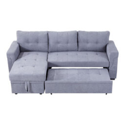 Living And Home Grey 3-Seater Upholstered Corner Sofa Bed With Storage - thumbnail 4