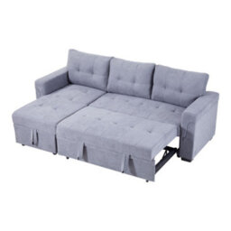 Living And Home Grey 3-Seater Upholstered Corner Sofa Bed With Storage - thumbnail 5