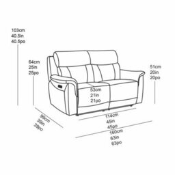 Xample Oscar Grey Fabric Large 2 Seater Power Reclining Sofa With Power Headrests, Usb & Usb-C Ports, Pocket Sprung Foam Cushions - thumbnail 2