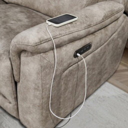 Xample Oscar Grey Fabric Large 2 Seater Power Reclining Sofa With Power Headrests, Usb & Usb-C Ports, Pocket Sprung Foam Cushions - thumbnail 5