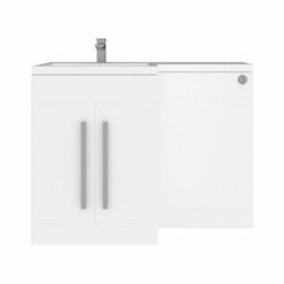 Sundaze 1100mm Gloss White Bathroom Combined Furniture L-Shape Vanity Unit Left Handed Basin Sink - thumbnail 2