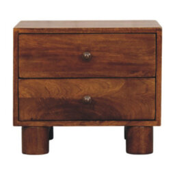 Artisan Furniture Solid Wood Tula Chestnut Nightstand, 2 Drawers, Dark Brown - thumbnail 2