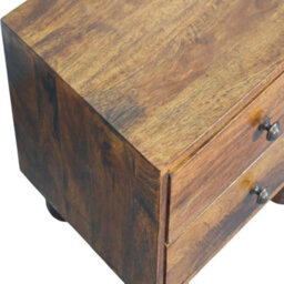Artisan Furniture Solid Wood Tula Chestnut Nightstand, 2 Drawers, Dark Brown - thumbnail 5