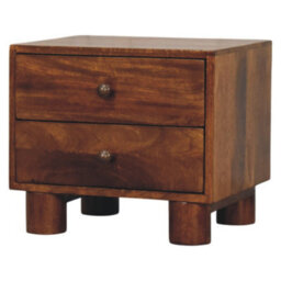 Artisan Furniture Solid Wood Tula Chestnut Nightstand, 2 Drawers, Dark Brown - thumbnail 3