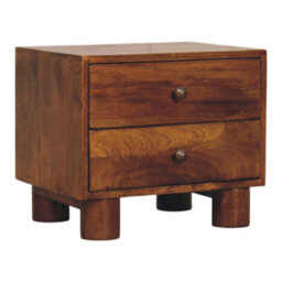 Artisan Furniture Solid Wood Tula Chestnut Nightstand, 2 Drawers, Dark Brown - thumbnail 4