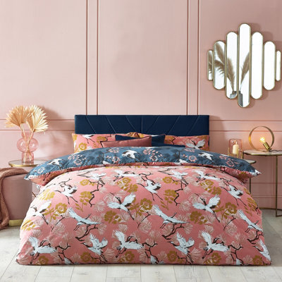 Furn. Demoiselle Single Duvet Cover Set, Cotton, Polyester, Blush/navy - image 1