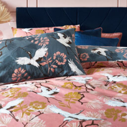 Furn. Demoiselle Single Duvet Cover Set, Cotton, Polyester, Blush/navy - thumbnail 3