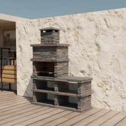 Callow Londres 461D Dark Stone Charcoal Bbq With Side Table And Shelving - thumbnail 2