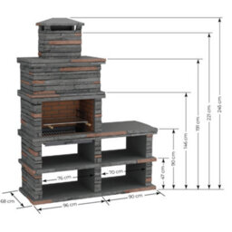 Callow Londres 461D Dark Stone Charcoal Bbq With Side Table And Shelving - thumbnail 3