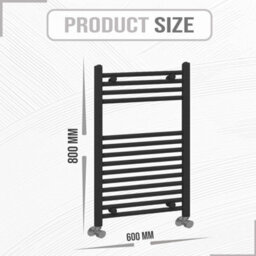 ARKO BATHROOM Arko Towel Radiator, Heated Towel Rails,wall Mounted Ladder Radiators 600X800mm ,black - thumbnail 5