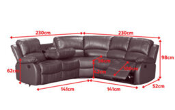 Manual Recliner Corner Sofa In Black Faux Leather 2C2 Sofa - thumbnail 6