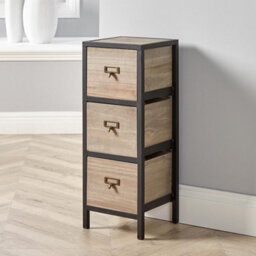 Home Source Derwent Fully Assembled Solid Wood 3 Drawer Chest Of Drawers Storage Unit Organiser Metal Frame - thumbnail 1