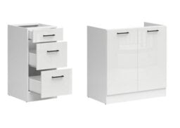 Impact Furniture Kitchen Cabinets 5 Unit Fitted Package 180Cm Set Complete Kitchenette Chalk White Gloss Junona - thumbnail 4