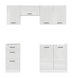 Impact Furniture Kitchen Cabinets 5 Unit Fitted Package 180Cm Set Complete Kitchenette Chalk White Gloss Junona - thumbnail 2