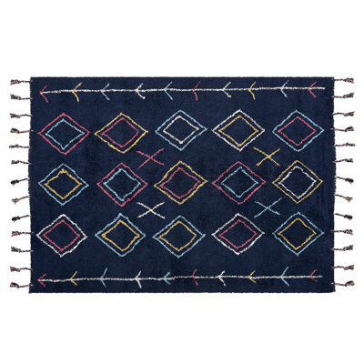 Beliani Rug Corum Black 140 X 200 Cm Cotton - image 1