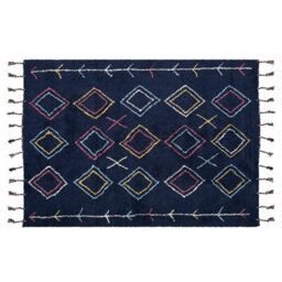 Beliani Rug Corum Black 140 X 200 Cm Cotton - thumbnail 1