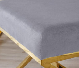 Furniturebox Uk Oxford Modern Grey Velvet And Silver Chrome Stool - thumbnail 5