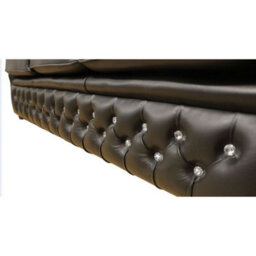 Chesterfield 3 Seater Crystal Black Leather Sofa Settee Bespoke In Era Style - thumbnail 4