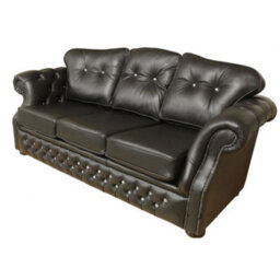 Chesterfield 3 Seater Crystal Black Leather Sofa Settee Bespoke In Era Style - thumbnail 3