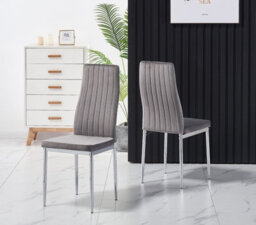 Furnizone UK Milano 4-Seater White Marble-Effect Glass Dining Table And 4 Monza Grey Velvet Chairs - thumbnail 5