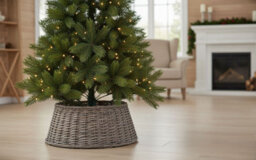 Natural Wicker Christmas Tree Skirt - Grey Medium For Tree Base - thumbnail 3
