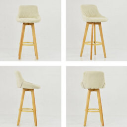 Lakeland Furniture Avesta Natural Cream Fabric Wooden Fixed Height Leg Bar Stool - thumbnail 6
