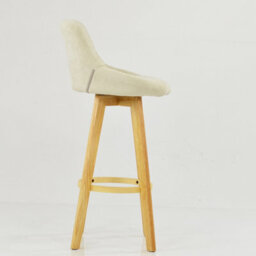 Lakeland Furniture Avesta Natural Cream Fabric Wooden Fixed Height Leg Bar Stool - thumbnail 4