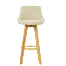 Lakeland Furniture Avesta Natural Cream Fabric Wooden Fixed Height Leg Bar Stool - thumbnail 1