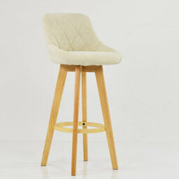 Lakeland Furniture Avesta Natural Cream Fabric Wooden Fixed Height Leg Bar Stool - thumbnail 3