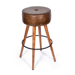 Elm Home And Garden 100% Real Genuine Leather Breakfast Kitchen Bar Stool Tan Brown