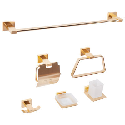 Beliani 6-Piece Bathroom Hardware Set Riohacha With Towel Bars And Hooks Gold - image 1