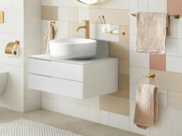 Beliani 6-Piece Bathroom Hardware Set Riohacha With Towel Bars And Hooks Gold - thumbnail 2