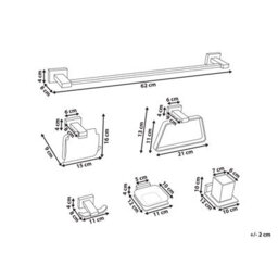 Beliani 6-Piece Bathroom Hardware Set Riohacha With Towel Bars And Hooks Gold - thumbnail 3