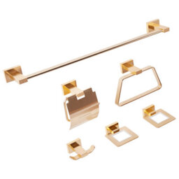 Beliani 6-Piece Bathroom Hardware Set Riohacha With Towel Bars And Hooks Gold - thumbnail 4